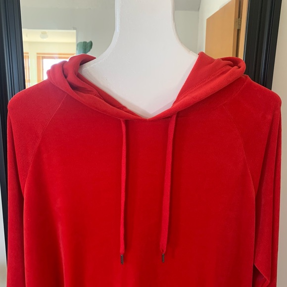 Red Velour Hoodie Tunic Dress - Picture 3 of 3